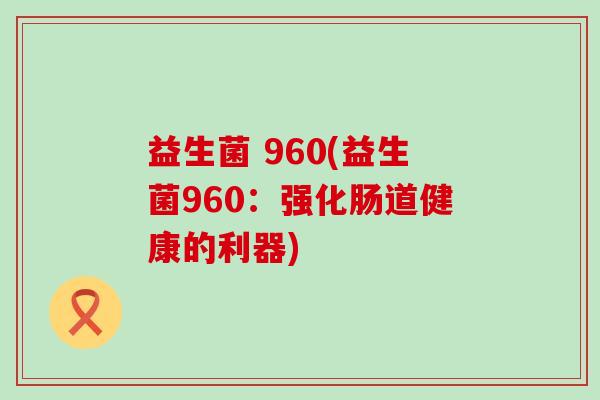 益生菌 960(益生菌960：强化肠道健康的利器)