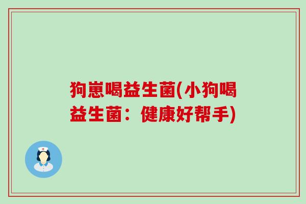 狗崽喝益生菌(小狗喝益生菌：健康好帮手)