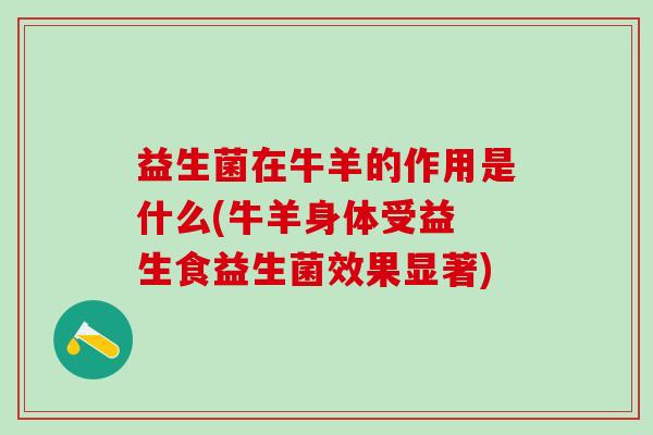益生菌在牛羊的作用是什么(牛羊身体受益 生食益生菌效果显著)