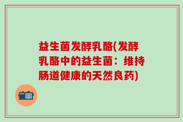 益生菌发酵乳酪(发酵乳酪中的益生菌：维持肠道健康的天然良药)
