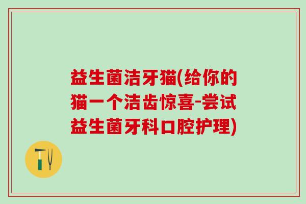 益生菌洁牙猫(给你的猫一个洁齿惊喜-尝试益生菌牙科口腔护理)