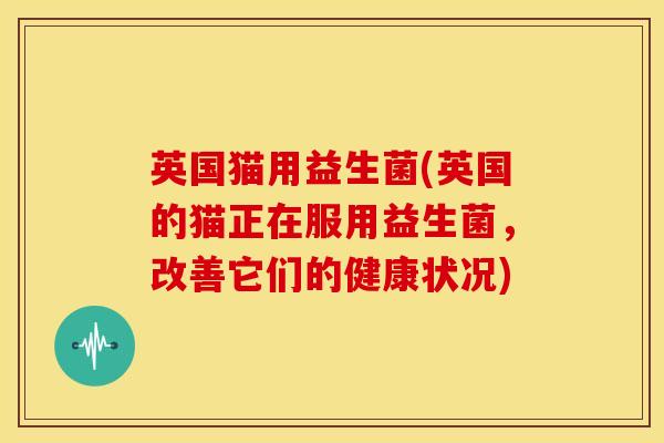 英国猫用益生菌(英国的猫正在服用益生菌，改善它们的健康状况)