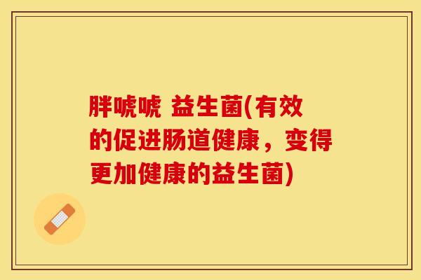 胖唬唬 益生菌(有效的促进肠道健康，变得更加健康的益生菌)