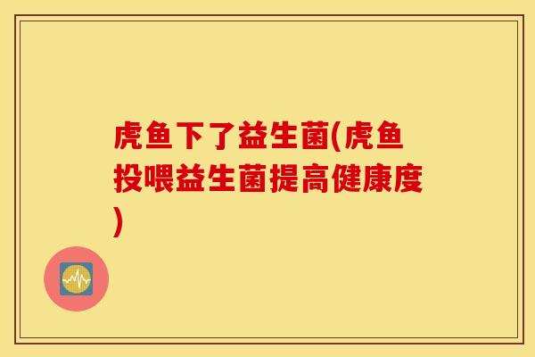 虎鱼下了益生菌(虎鱼投喂益生菌提高健康度)