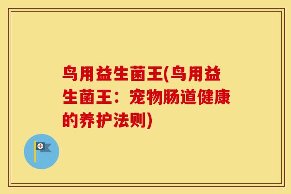 鸟用益生菌王(鸟用益生菌王：宠物肠道健康的养护法则)