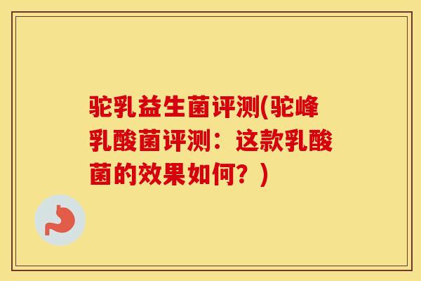 驼乳益生菌评测(驼峰乳酸菌评测：这款乳酸菌的效果如何？)