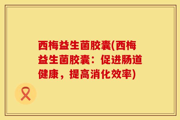 西梅益生菌胶囊(西梅益生菌胶囊：促进肠道健康，提高消化效率)