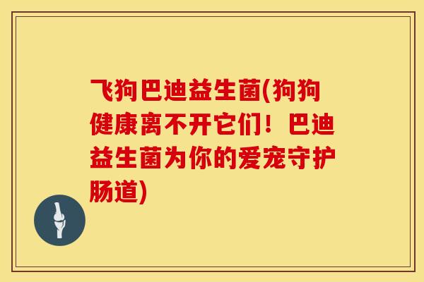 飞狗巴迪益生菌(狗狗健康离不开它们！巴迪益生菌为你的爱宠守护肠道)