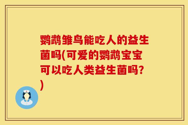 鹦鹉雏鸟能吃人的益生菌吗(可爱的鹦鹉宝宝可以吃人类益生菌吗？)