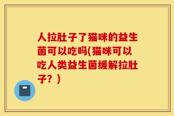 人拉肚子了猫咪的益生菌可以吃吗(猫咪可以吃人类益生菌缓解拉肚子？)