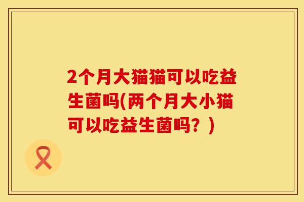 2个月大猫猫可以吃益生菌吗(两个月大小猫可以吃益生菌吗？)