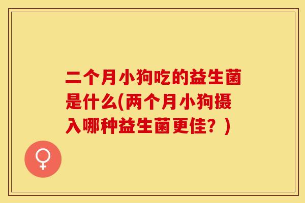 二个月小狗吃的益生菌是什么(两个月小狗摄入哪种益生菌更佳？)