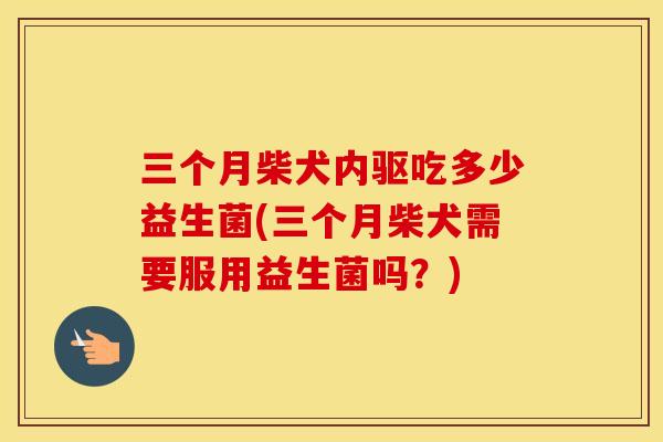 三个月柴犬内驱吃多少益生菌(三个月柴犬需要服用益生菌吗？)