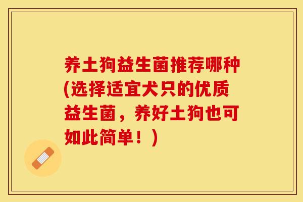 养土狗益生菌推荐哪种(选择适宜犬只的优质益生菌，养好土狗也可如此简单！)