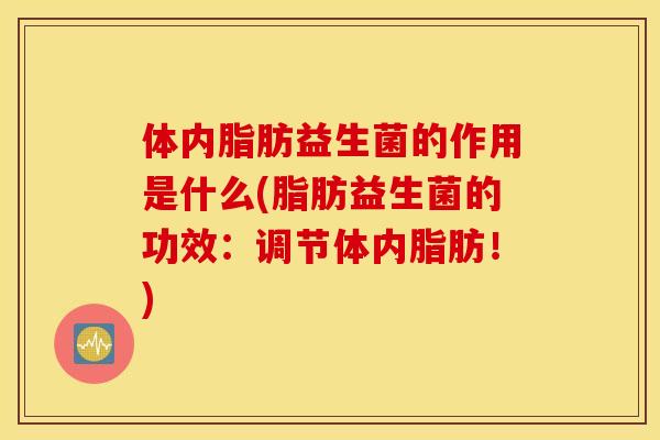 体内脂肪益生菌的作用是什么(脂肪益生菌的功效：调节体内脂肪！)