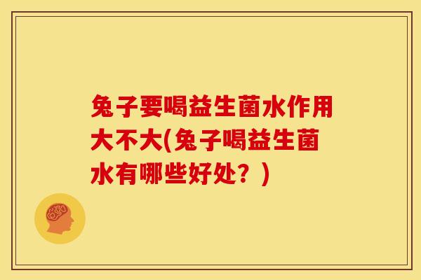 兔子要喝益生菌水作用大不大(兔子喝益生菌水有哪些好处？)