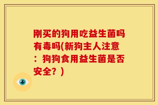 刚买的狗用吃益生菌吗有毒吗(新狗主人注意：狗狗食用益生菌是否安全？)