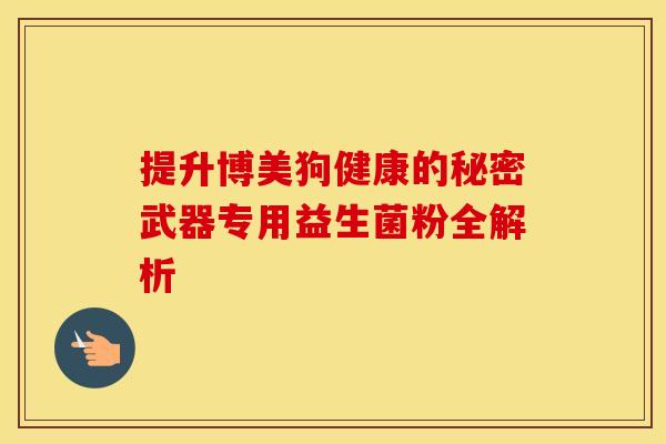提升博美狗健康的秘密武器专用益生菌粉全解析