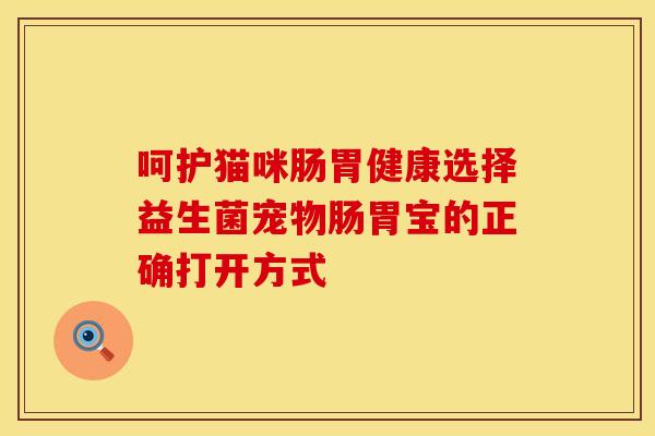 呵护猫咪肠胃健康选择益生菌宠物肠胃宝的正确打开方式