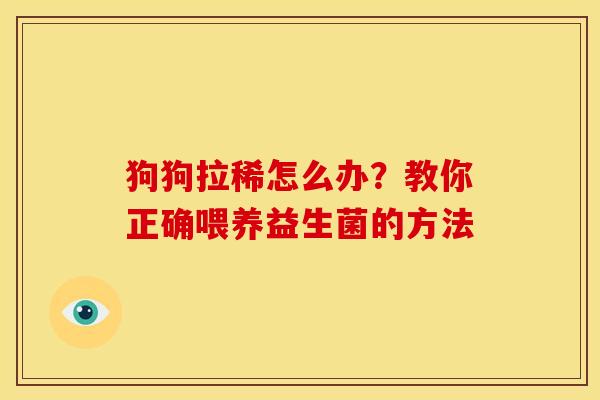 狗狗拉稀怎么办？教你正确喂养益生菌的方法