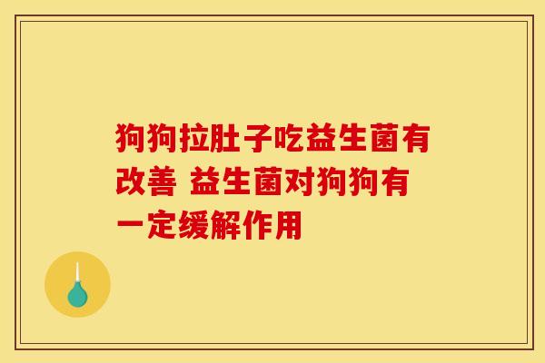 狗狗拉肚子吃益生菌有改善 益生菌对狗狗有一定缓解作用