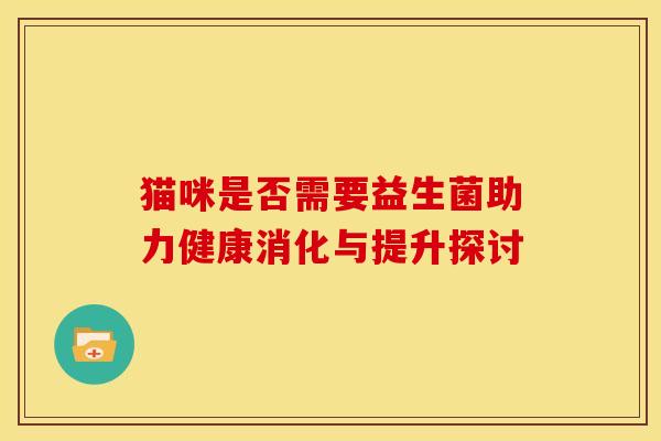 猫咪是否需要益生菌助力健康消化与提升探讨