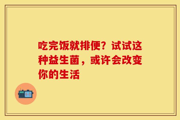 吃完饭就排便？试试这种益生菌，或许会改变你的生活