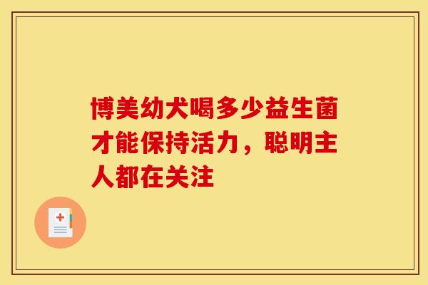博美幼犬喝多少益生菌才能保持活力，聪明主人都在关注