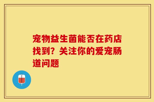 宠物益生菌能否在药店找到？关注你的爱宠肠道问题