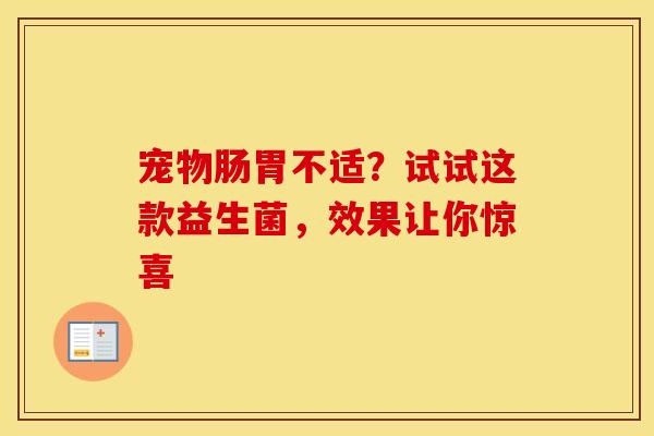 宠物肠胃不适？试试这款益生菌，效果让你惊喜