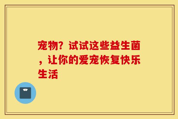 宠物？试试这些益生菌，让你的爱宠恢复快乐生活