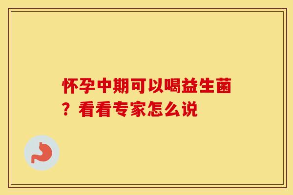 怀孕中期可以喝益生菌？看看专家怎么说