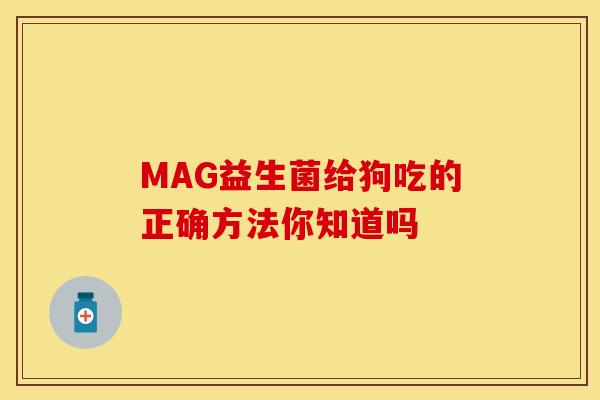 MAG益生菌给狗吃的正确方法你知道吗