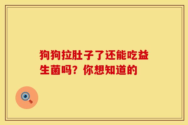 狗狗拉肚子了还能吃益生菌吗？你想知道的