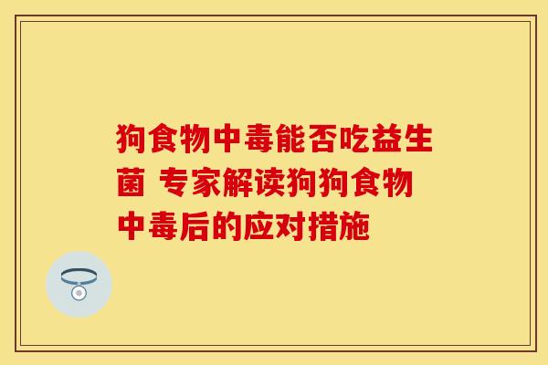 狗食物中毒能否吃益生菌 专家解读狗狗食物中毒后的应对措施