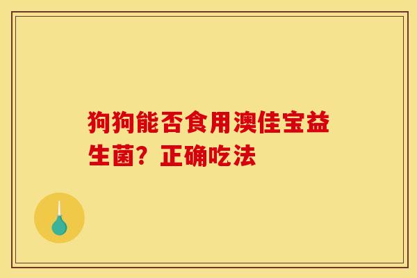 狗狗能否食用澳佳宝益生菌？正确吃法