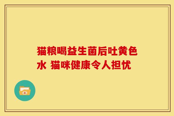 猫粮喝益生菌后吐黄色水 猫咪健康令人担忧