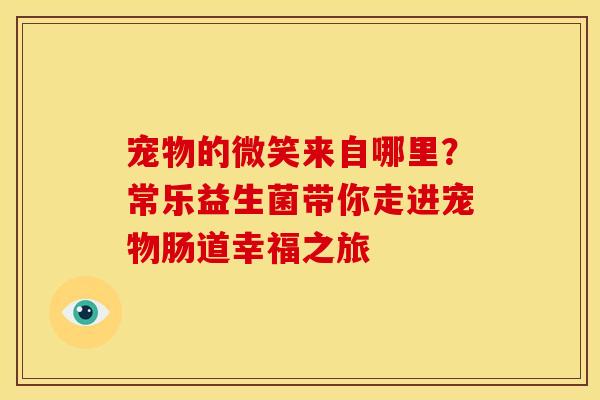 宠物的微笑来自哪里？常乐益生菌带你走进宠物肠道幸福之旅