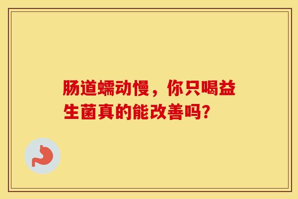 肠道蠕动慢，你只喝益生菌真的能改善吗？