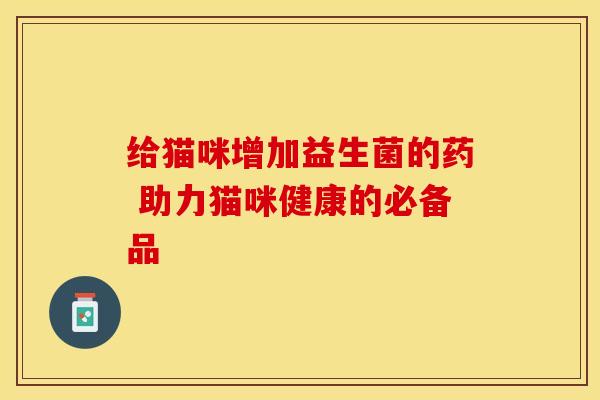 给猫咪增加益生菌的药 助力猫咪健康的必备品