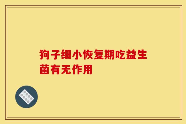 狗子细小恢复期吃益生菌有无作用