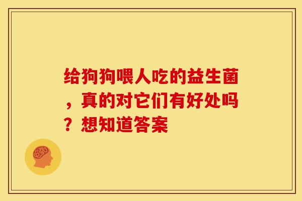 给狗狗喂人吃的益生菌，真的对它们有好处吗？想知道答案