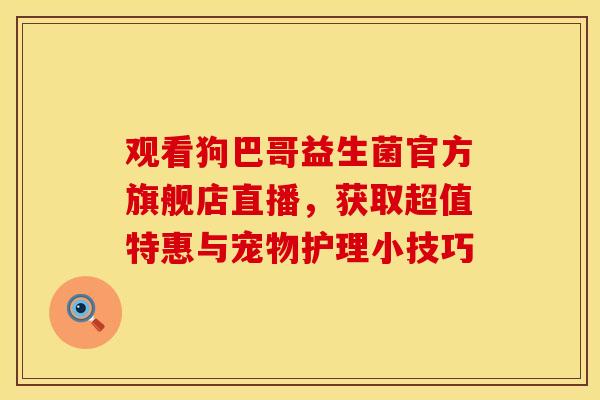 观看狗巴哥益生菌官方旗舰店直播，获取超值特惠与宠物护理小技巧