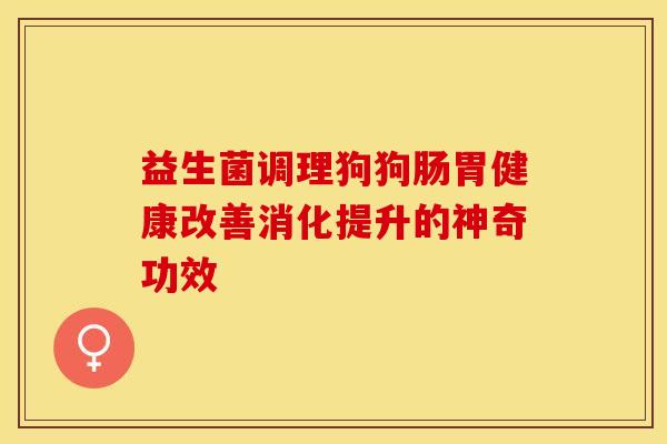 益生菌调理狗狗肠胃健康改善消化提升的神奇功效