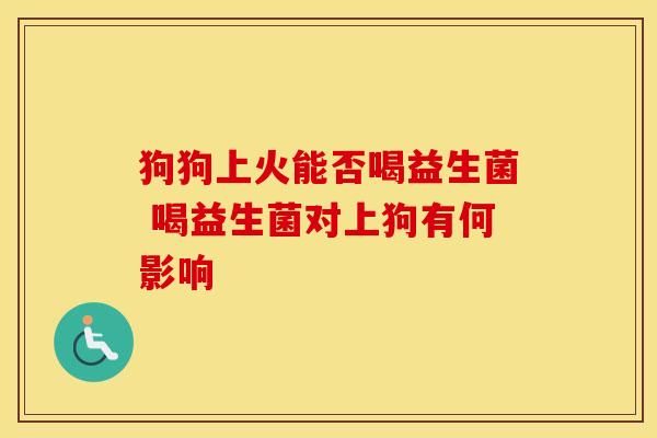 狗狗上火能否喝益生菌 喝益生菌对上狗有何影响