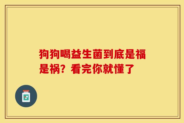 狗狗喝益生菌到底是福是祸？看完你就懂了