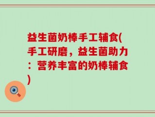 益生菌奶棒手工辅食(手工研磨，益生菌助力：营养丰富的奶棒辅食)