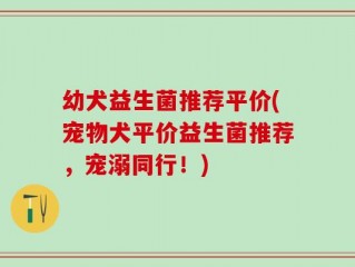 幼犬益生菌推荐平价(宠物犬平价益生菌推荐，宠溺同行！)
