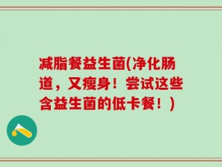 减脂餐益生菌(净化肠道，又瘦身！尝试这些含益生菌的低卡餐！)