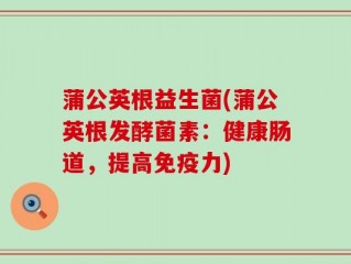 蒲公英根益生菌(蒲公英根发酵菌素：健康肠道，提高免疫力)